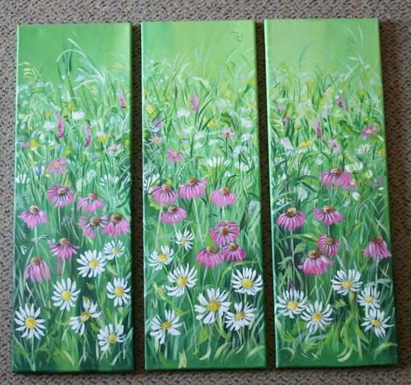 Meadow flower triptych
